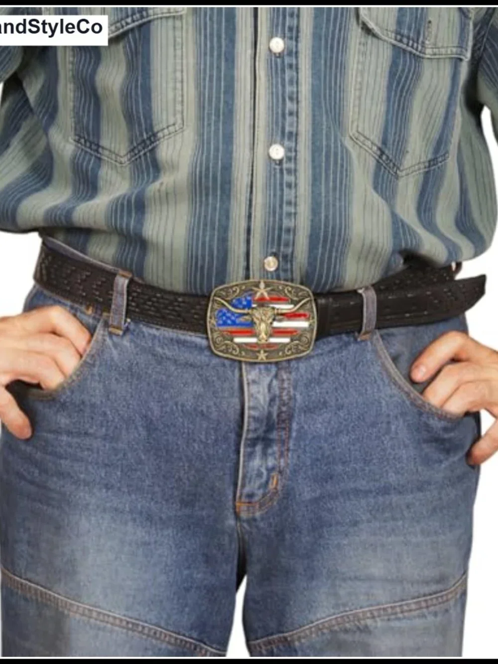 Western Cowboy Belt Buckle Longhorn Bull Texas Vintage 3.5